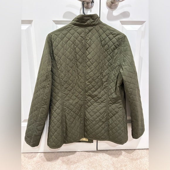 Olive Green Quilted Coat Size M Sigrid Olsen - Picture 4 of 4